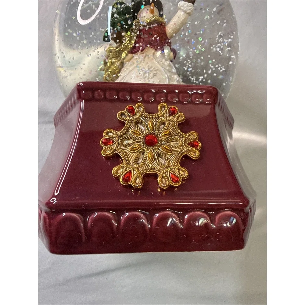 Vintage The San Francisco Music Box Co. Jeweled Snowman Waterglobe